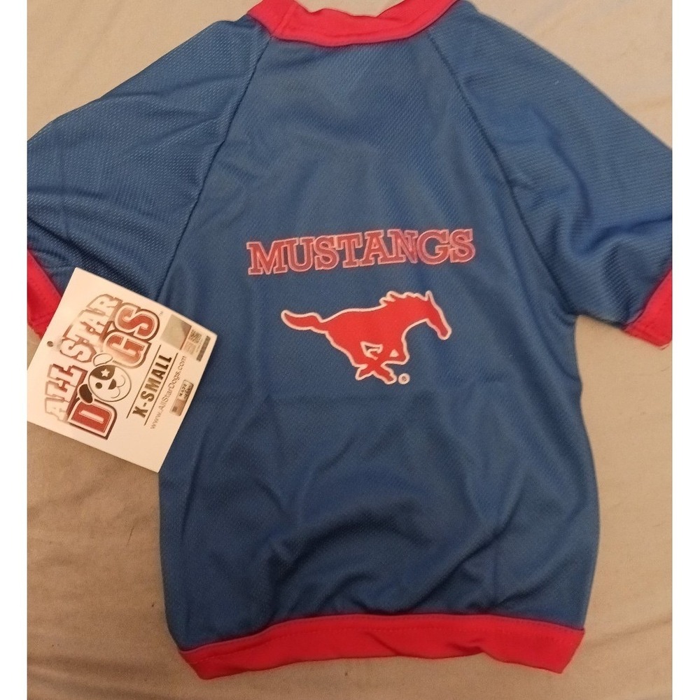 NEW All Star Dogs NCAA Southern Methodist Mustangs Dog Jersey Shirt, XS